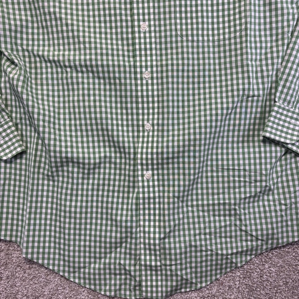 Brooks Brothers Shirt Mens 16.5 Green Gingham Slim Fit Long Sleeve Non Iron - Picture 4 of 7